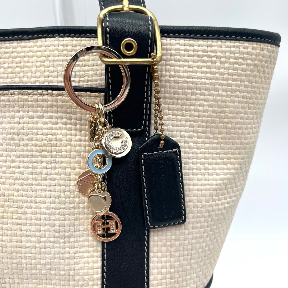 COACH Charm Keychain Logo Lettering, Gold - Picture 3 of 8